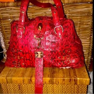 *******SOLD********Red Real Python Large Jimmy Choo Bag, $700 OBO